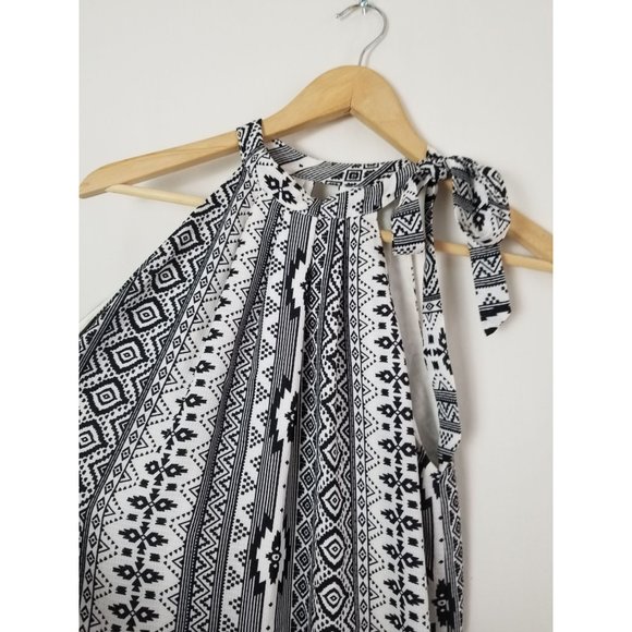 Collection Concepts tie neck BOHO gematric style mini dress womens size XS (249) - Picture 2 of 6